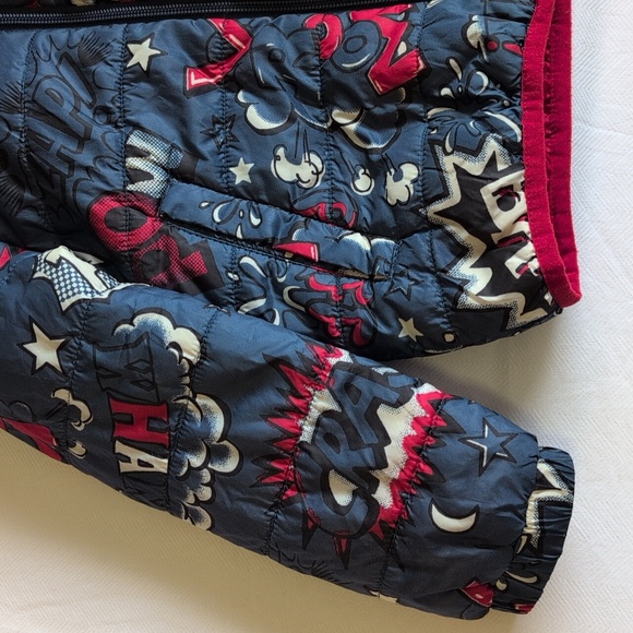 joe fresh comic print lightweight puffer jacket with hood 4T toddler boys - Picture 3 of 11